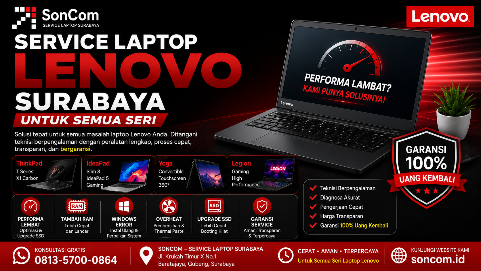 Service Laptop Lenovo Surabaya untuk Semua Seri - Soncom